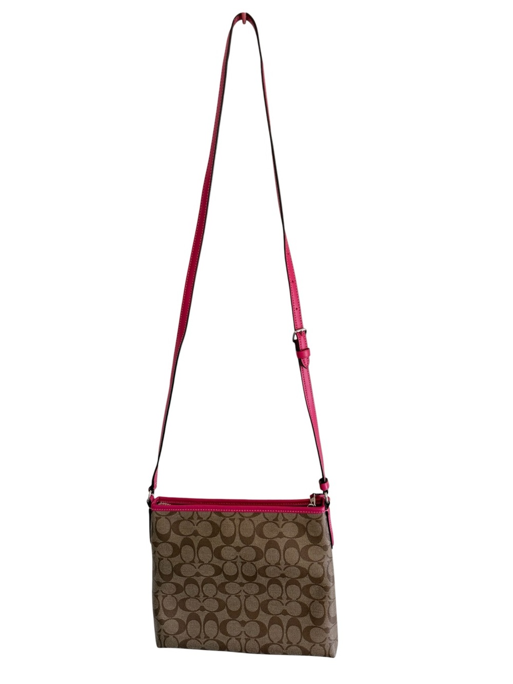 Coach Signature File Crossbody Bag Pink and Khaki #29210 - Picture 2 of 7
